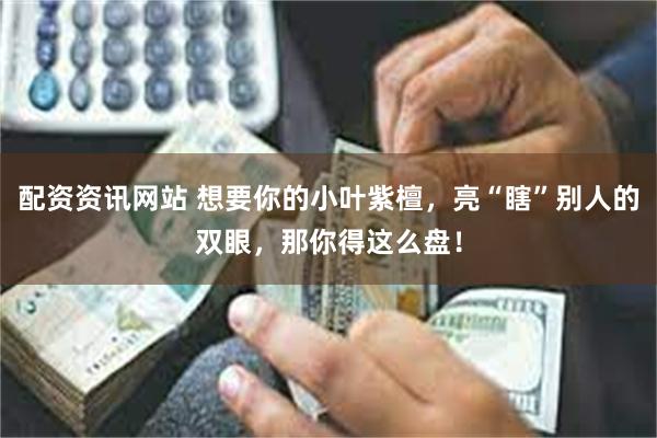 配资资讯网站 想要你的小叶紫檀，亮“瞎”别人的双眼，那你得这么盘！