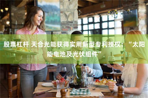 股票杠杆 天合光能获得实用新型专利授权：“太阳能电池及光伏组件”