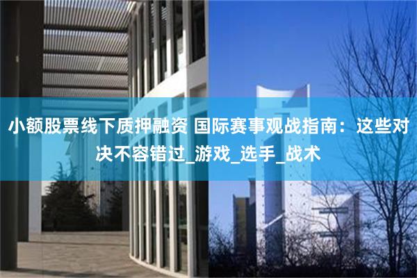小额股票线下质押融资 国际赛事观战指南：这些对决不容错过_游戏_选手_战术